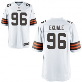 Nike Men's Cleveland Browns Game White Jersey EKUALE#96