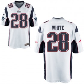 Nike Men's New England Patriots Game White Jersey WHITE#28