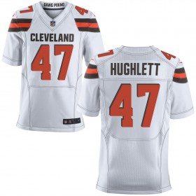 Men's Cleveland Browns Nike White Elite Jersey HUGHLETT#47